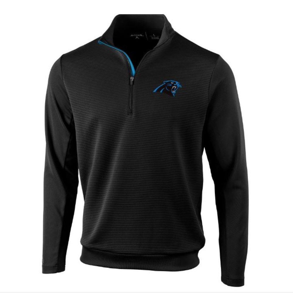 🏈 Antigua 🏈 Men's Carolina Panthers Black Quarter-Zip Pullover Size Small NWT